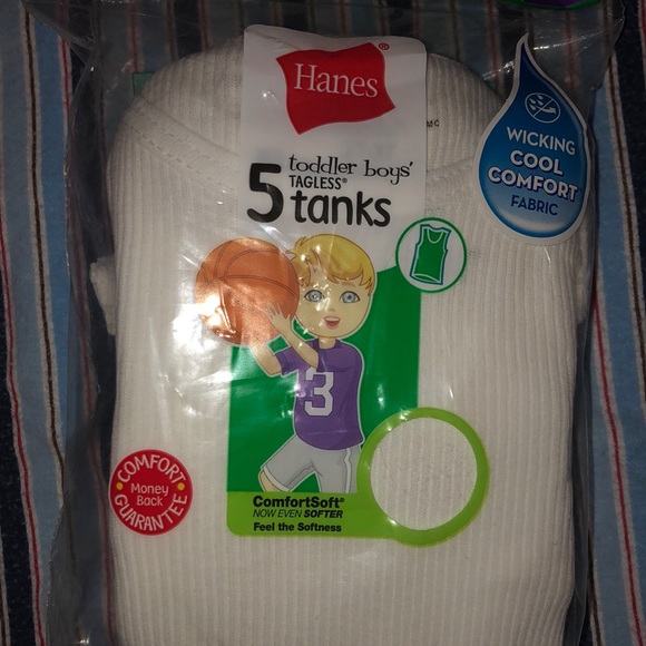 2t-3t  Hanes 5 toddler boy tagless tanks - Picture 3 of 6